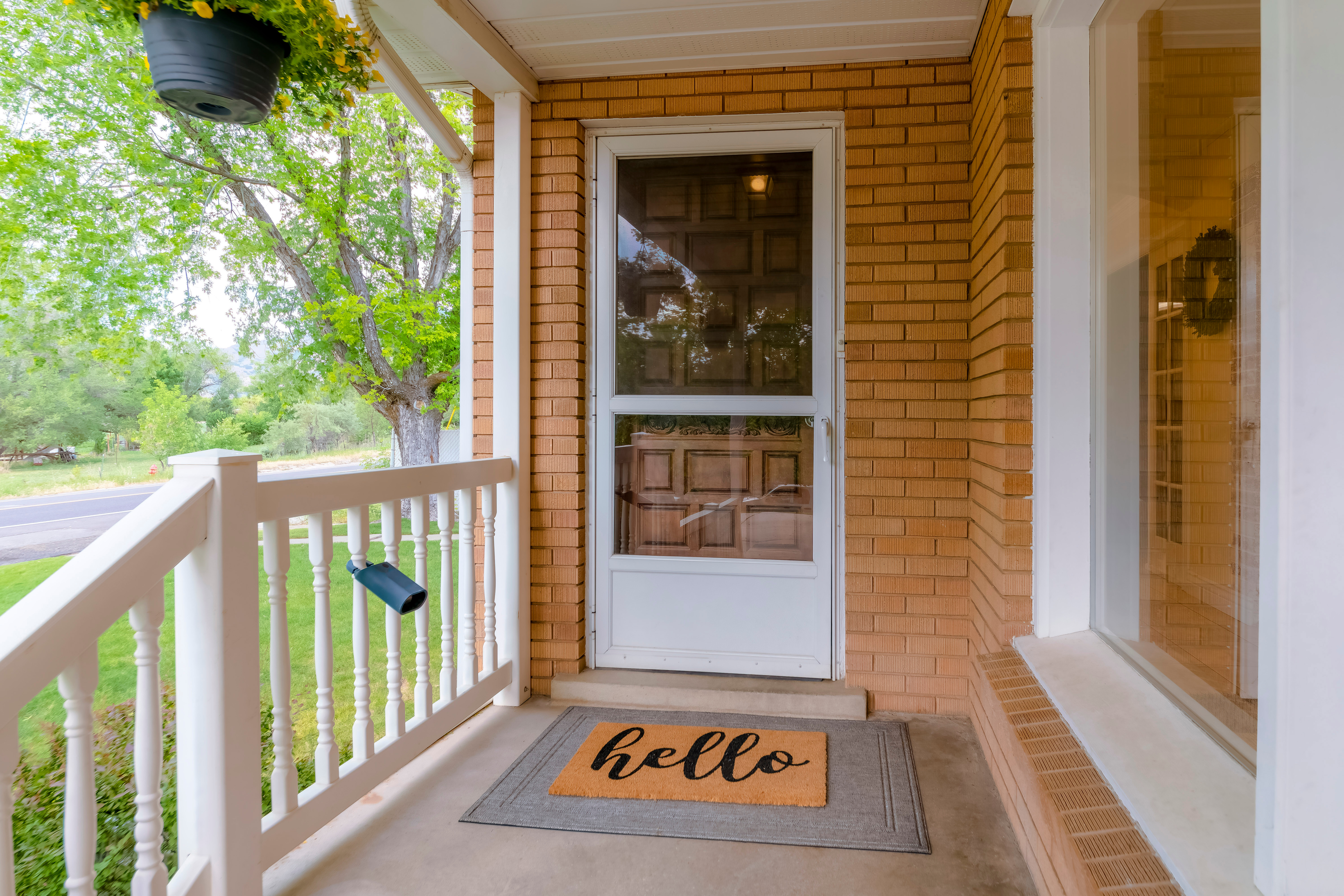 Installed storm door